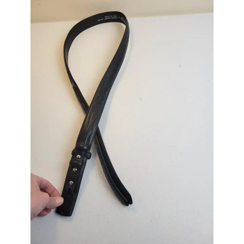 Nocona‎ Genuine Leather Belt Black Double Strap Braided Detail Unisex Size 46